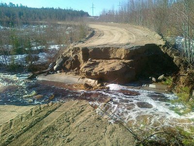 Дорога Кепа - Костомукша в Карелии закрыта из-за размыва