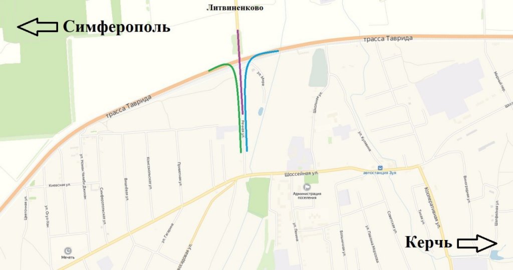 Выезд на трассу Таврида в районе Зуи в Крыму изменится